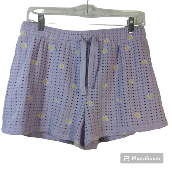 CRAVE FRAME JUNIORS' CROCHET EMBROIDERED SHORTS IN PASTEL LILAC COMBO SIZE L - Picture 2 of 7